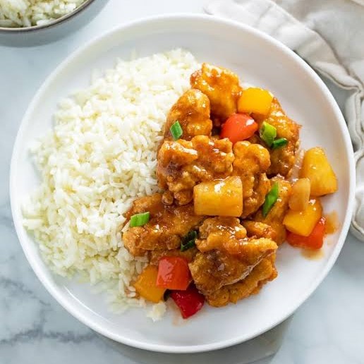 Thai Sweet & Sour Chicken, Fried Rice, Vegetable & Salad