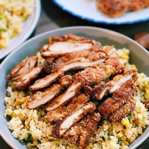 Chicken Cutlet, Fried Rice, Vegetable & Salad