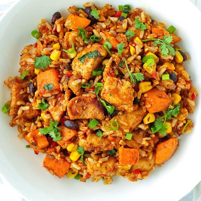 Spicy Maxican Chicken, Fried Rice, Vegetable & Salad